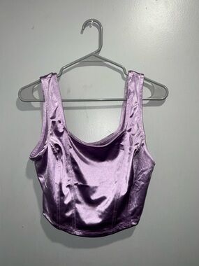 iris Satin Scoop Crop Tank Top